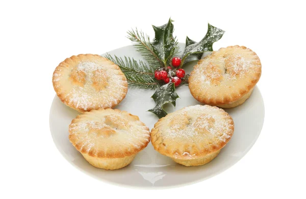 Mince pies and holly — Stock Photo, Image