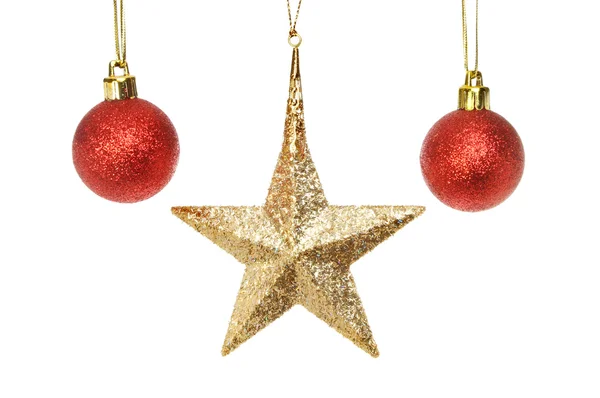 Christmas star and baubles — Stock Photo, Image