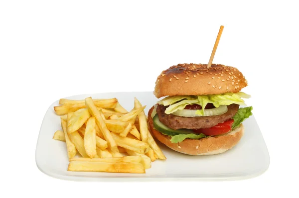 Burger and chips — Stock Photo, Image
