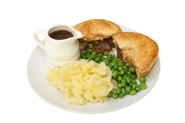 Meat pie  and peas — Stock Photo, Image