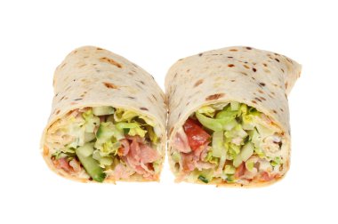 pastırma ve salata ekmek sarar