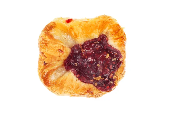 Raspberry Danish Pastry Isolated White — Stock Photo, Image