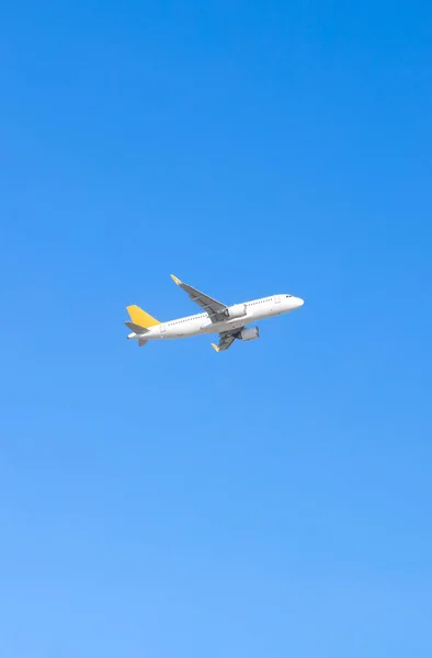 Airplane Flying Blue Sky Background Aircraft Isolated Sky — Fotografia de Stock