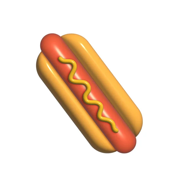 Hot Dog Bun Covered Mustard Cartoon Icon Illustration Fast Food — Photo