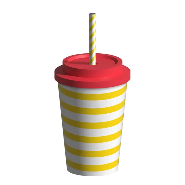 Disposable Paper Beverage Cup Templates Set Soda Drinking Straw Blank — 图库照片