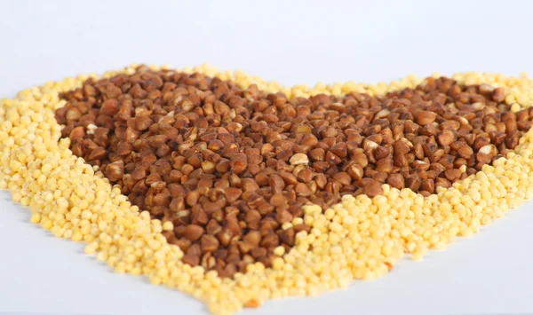 Buckwheat, millet — Stock Photo, Image