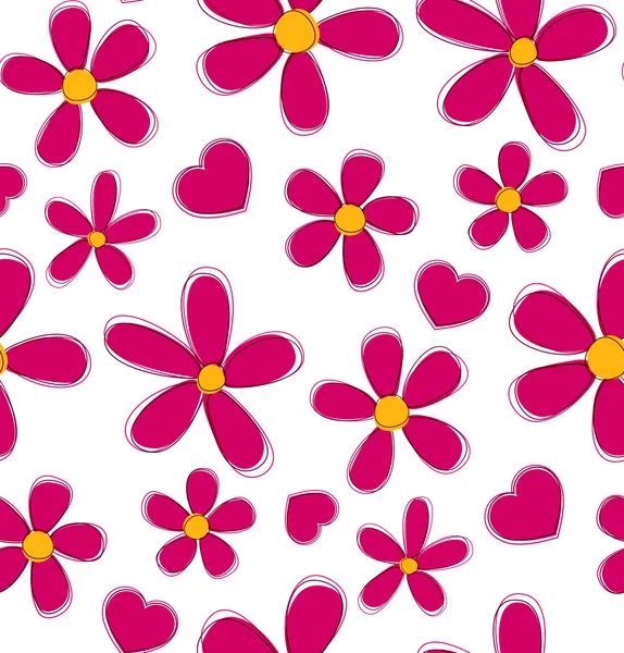 Seamless flower love background. — Stock Vector