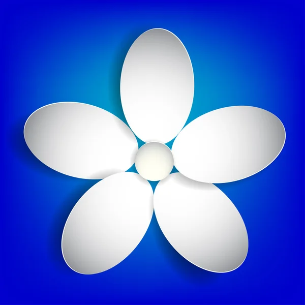 Weiße Papierblume auf blauem Hintergrund — Stockvektor