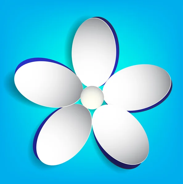 Geschnitten weiße Papierblume auf blauem Hintergrund — Stockvektor