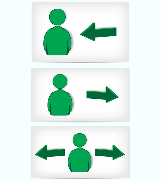 Green Signs.The direction of movement of — Stock Vector