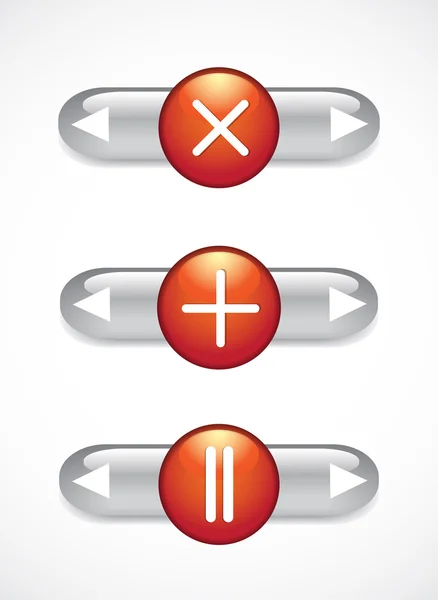 Glass red buttons and arrows. Set. — Stock Vector