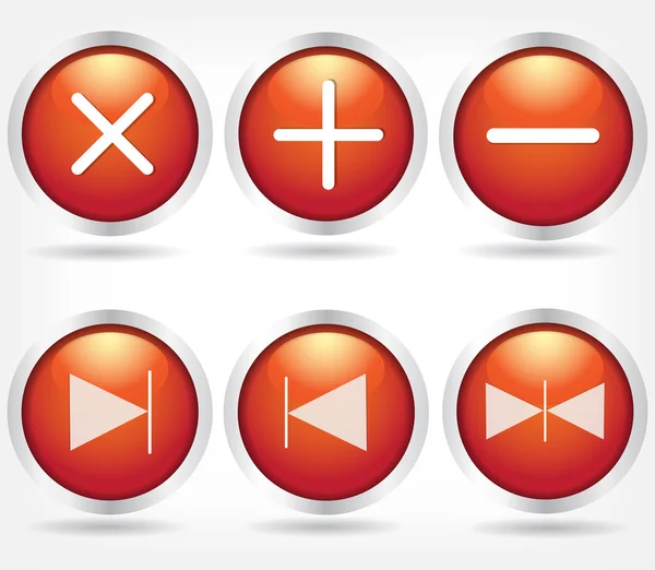 Set of red glass buttons — Stock Vector