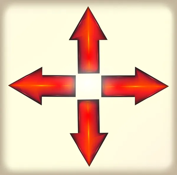 Rode pijlen in verschillende richtingen. kunststof — Stockvector