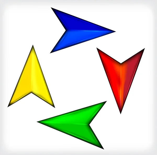 Colored short arrows. Set. Plastic — Stock Vector