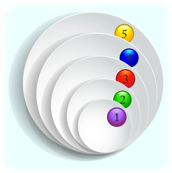 Runde Symbole aus Papier mit mehrfarbigen Zahlen — Stockvektor