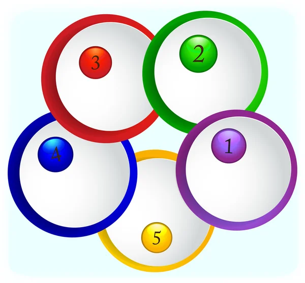 Runde Symbole aus Papier mit Zahlen auf farbigem Hintergrund — Stockvektor