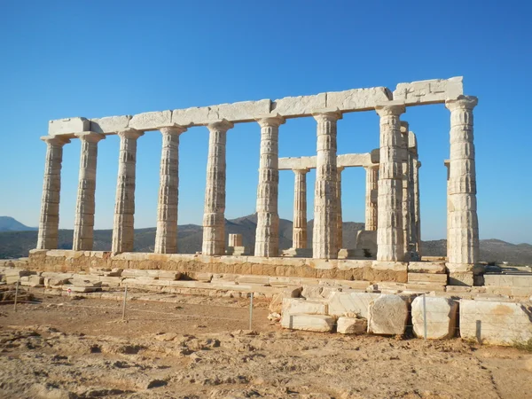 Tempel des Poseidon, Seitenansicht — Stockfoto