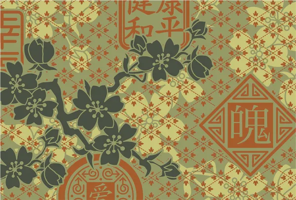 Papel pintado de estilo oriental tradicional — Vector de stock
