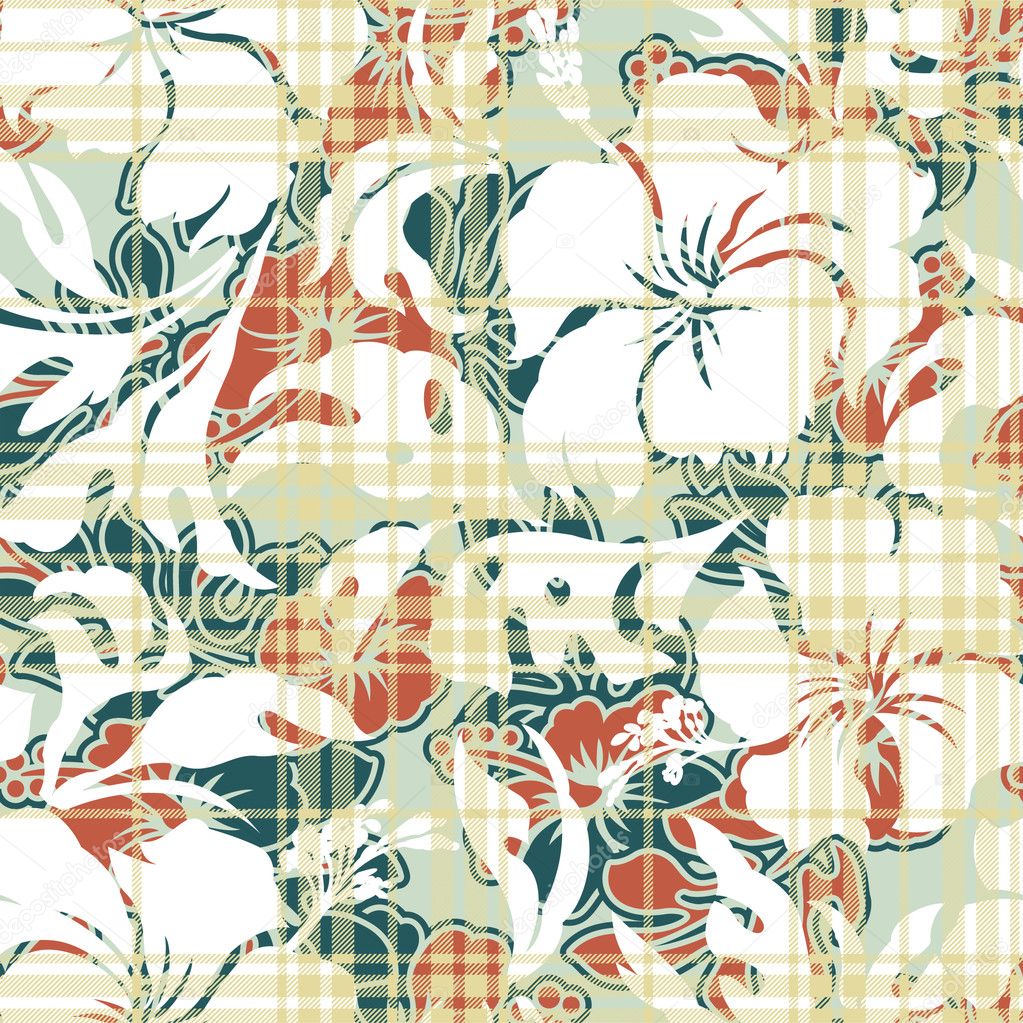 Hibiscus flowers seamless pattern