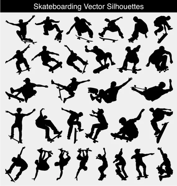 Skateboarding Vector Silhouettes — Stock Vector