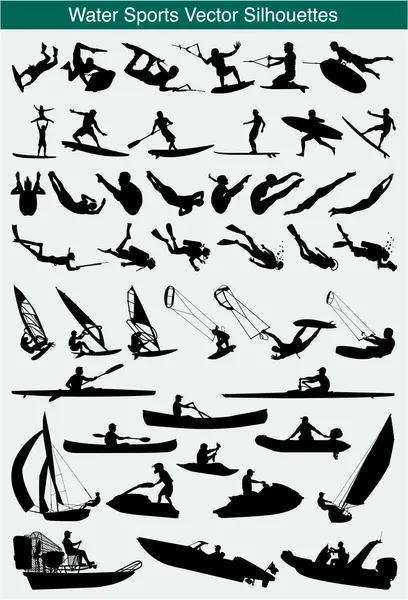 Water sports silhouettes — Stock Vector