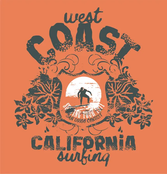 Empresa de surf de California — Vector de stock