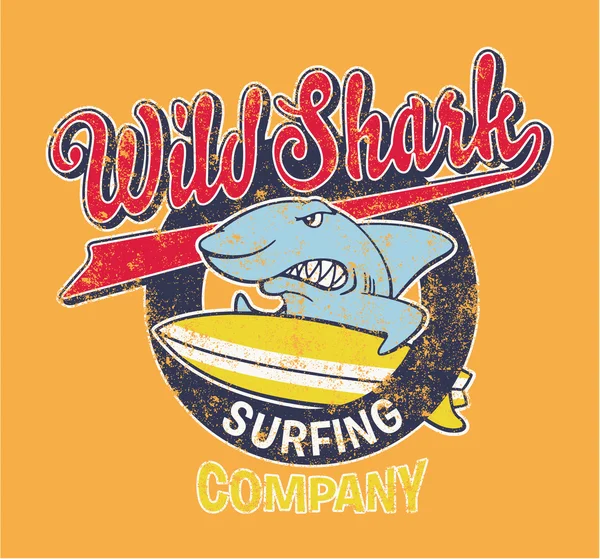 Surfing shark — Wektor stockowy