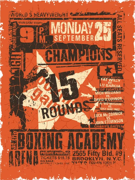 Affiche vintage match de boxe — Image vectorielle