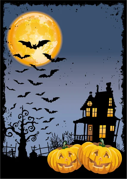 Scary pumpkins by night — Stock Vector