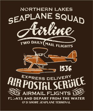 Vintage seaplane airmail service clipart