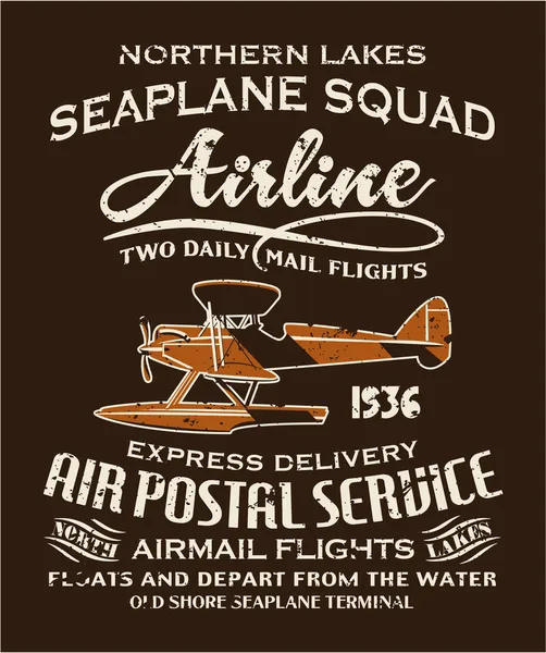 Vintage seaplane airmail service — Stock Vector