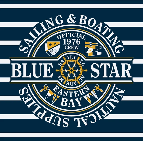 Blå stjärnan segling & båtliv — Stock vektor