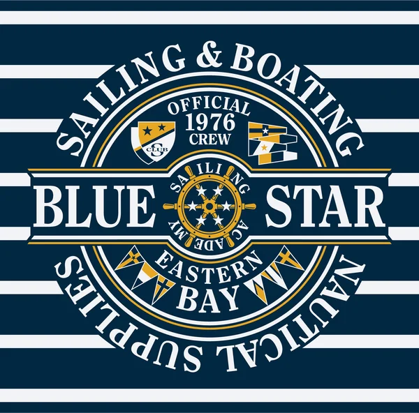 Blue Star sailing & boating — Stock Vector