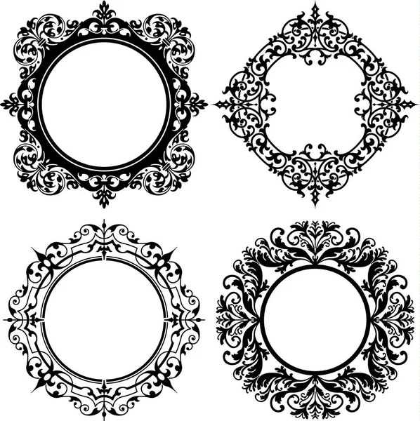 Ronde Victoriaanse Bloeiende Decoratieve Frame Vector Collectie — Stockvector