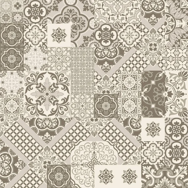 Γεωμετρική Azulejos Κεραμικά Πλακάκια Patchwork Ταπετσαρία Αφηρημένη Διάνυσμα Αδιάλειπτη Μοτίβο — Διανυσματικό Αρχείο