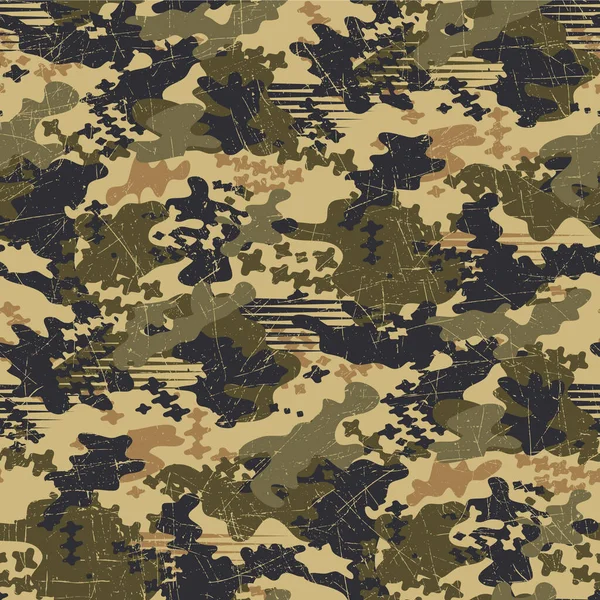 Grunge Abstrakte Camouflage Mimetische Tapete Vektor Nahtlose Muster — Stockvektor
