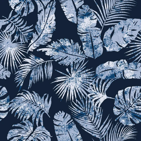 Feuilles Tropicales Papier Peint Grunge Vecteur Abstrait Motif Sans Couture — Image vectorielle