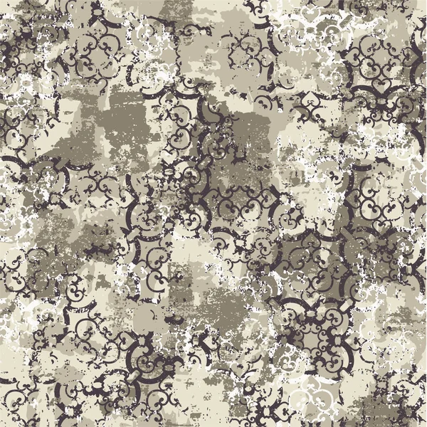 Arabesque Moroccan Tiles Abstract Wallpaper Grunge Vector Seamless Pattern — Vetor de Stock