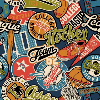 Kolej atletizm rozetleri kolaj yama vintage çocuklar için dikişsiz desen