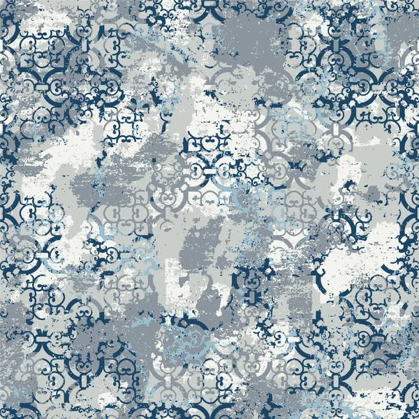 Arabesque Baroque Elements Abstract Wallpaper Grunge Vector Seamless Pattern — Wektor stockowy