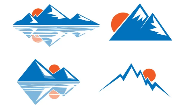 Montanha azul emblema — Vetor de Stock
