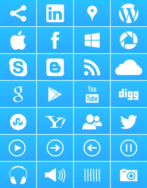 Windows 8 social media iconen — Stockvector