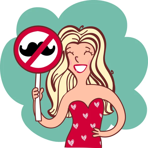 Mujer con un signo — Vector de stock