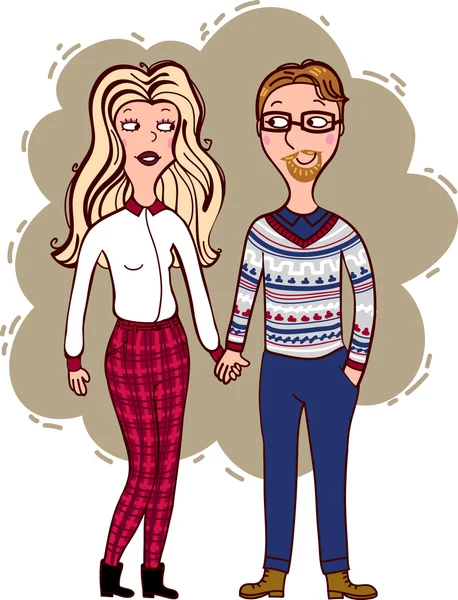 A couple of hipsters — Stock Vector