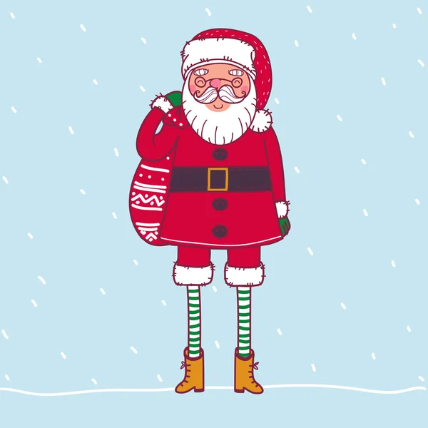 Santa Claus con regalos — Vector de stock