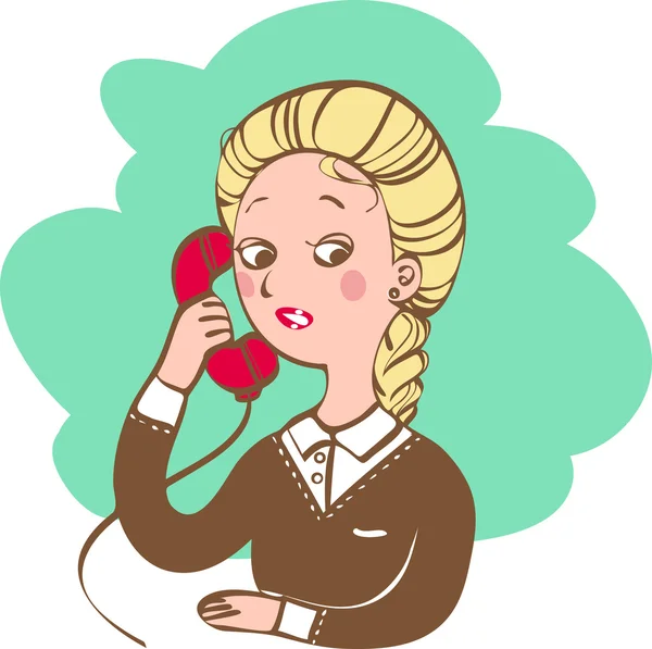 Mujer con teléfono — Vector de stock