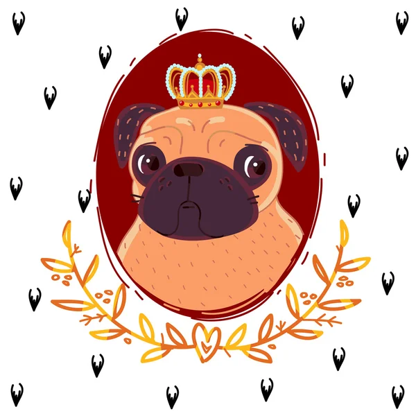 Pug king — Stock Vector