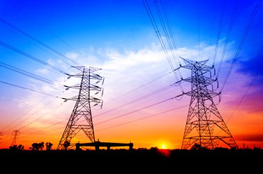 siluet elektrik direkleri