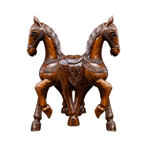 Madera de caballo tallada sobre fondo blanco — Foto de Stock