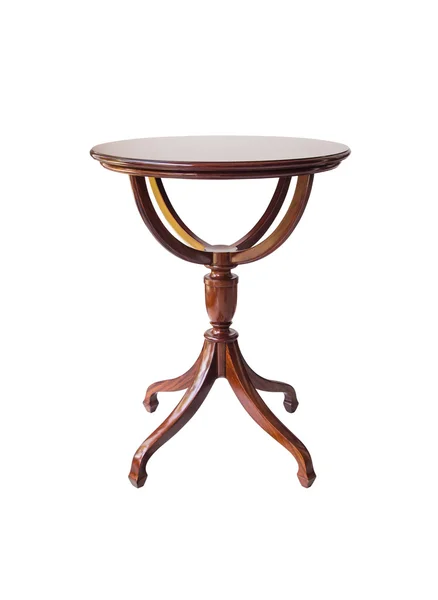 Tavolo rotondo in legno isolato su sfondo bianco, con clipping pa — Foto Stock